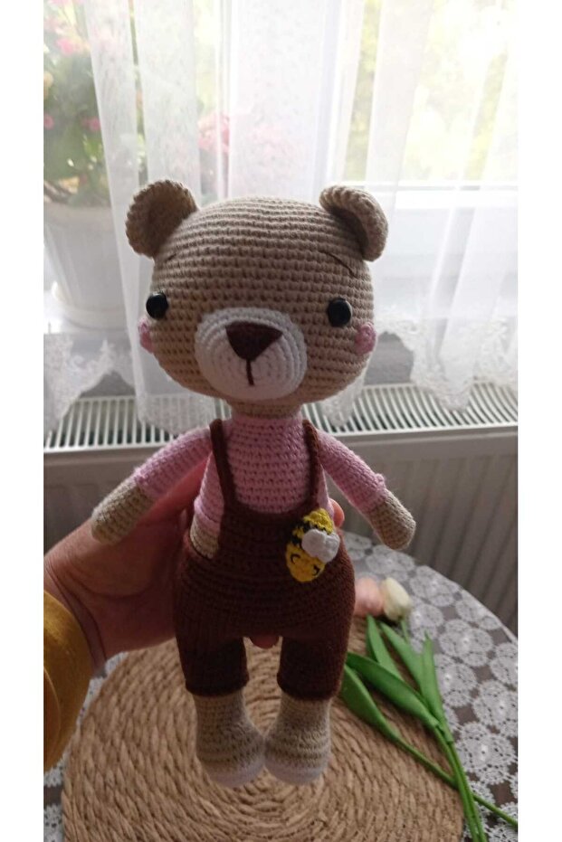 Amigurumi Cute Bear Toy Handmade Organic Toy Playmate Sleeping Mate Light Pink