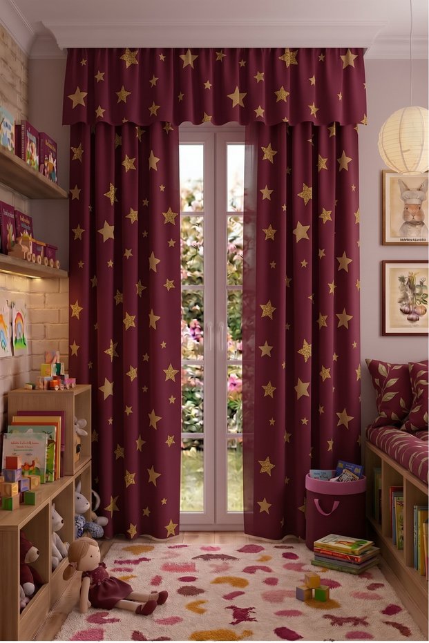 Baby & Kids Curtain Colored 2-Wing Cornice Short Background Curtain Modern