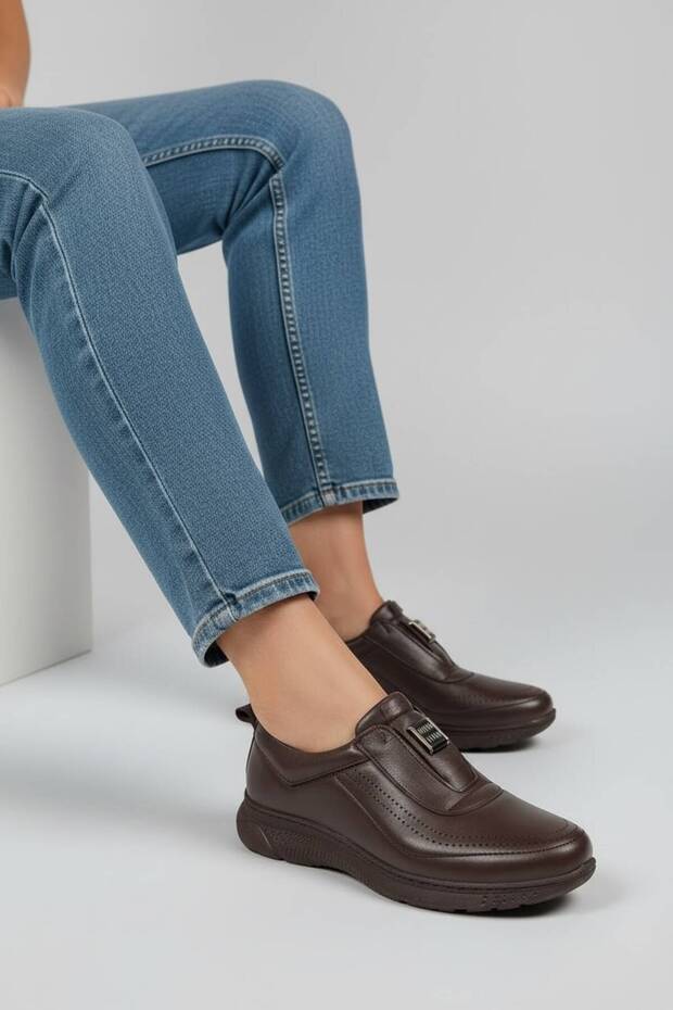 Genuine Leather Full Orthopedic Comfortable and Lightweight Women's Slip-On Shoes