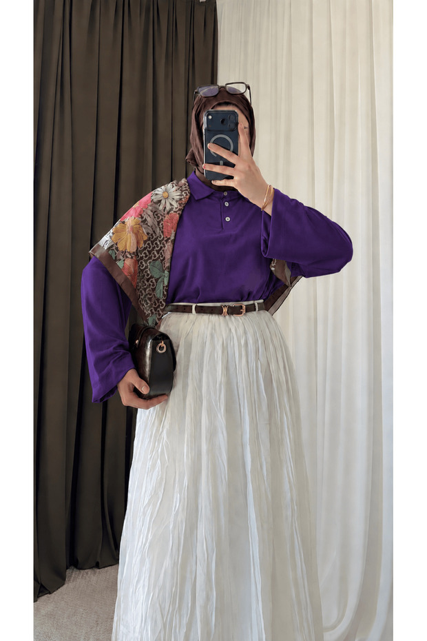 Polo Collar Sweatshirt - Hpm - Purple