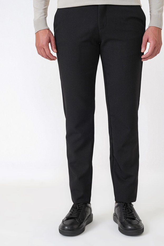 Comfort Fit Side Pocket Stretch Cotton Black Trousers P 1234