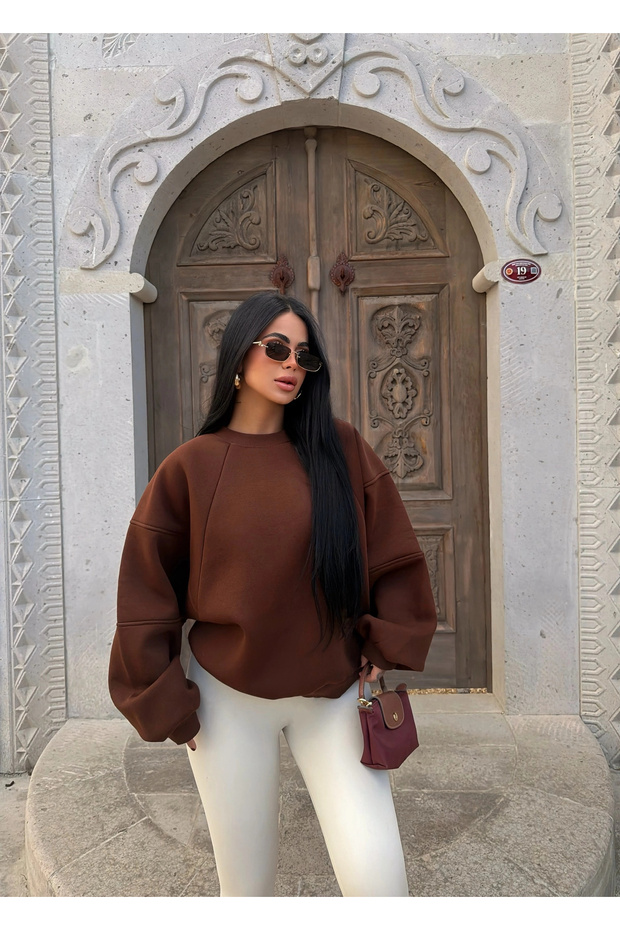 Brown Sleeve Piece Shardonlu Sweatshirt