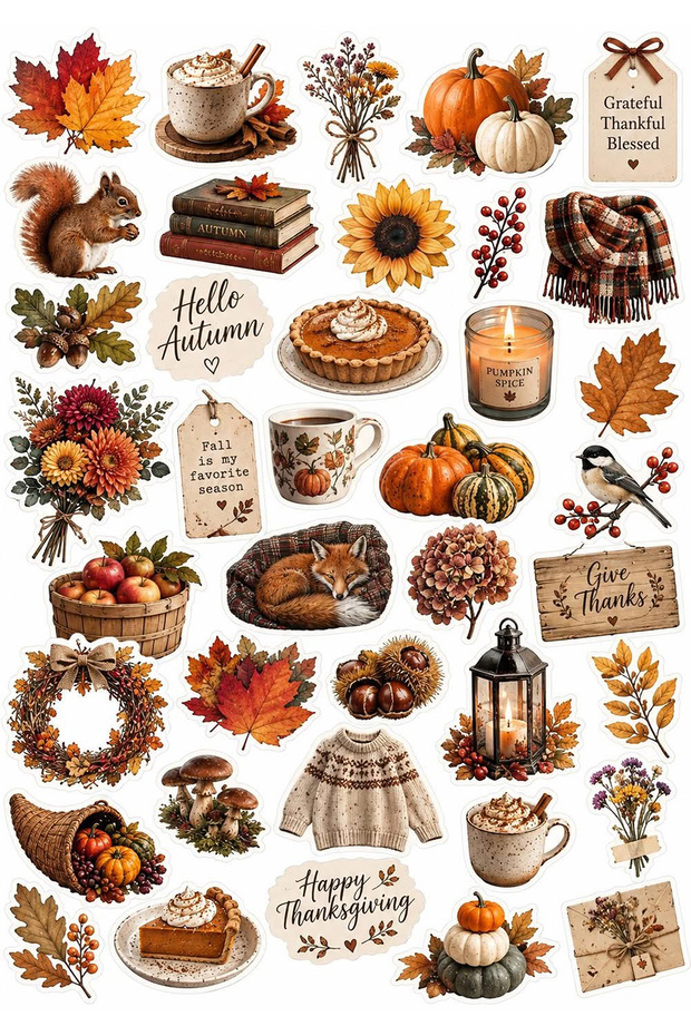 Autumn Themed Sticker Set (21X30 cm 1 Piece)