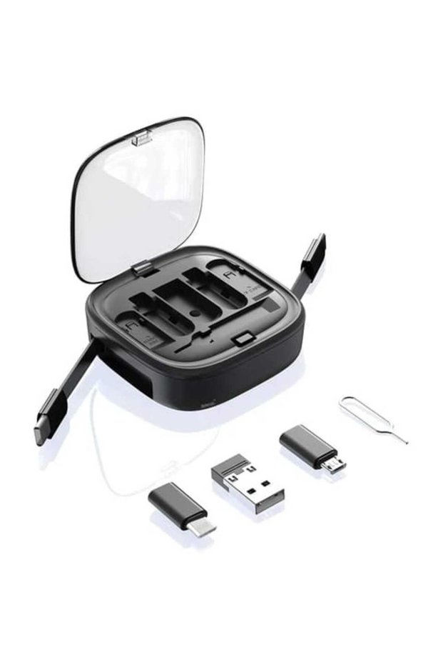 Customized Design 3 in 1 Ret retractable Charging Cable USB C to USB Adapter OTG Kit with Data Transfer Card Slot Phone Holder