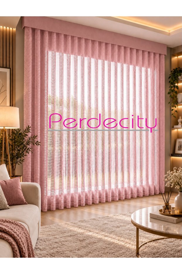 Luxury Mesh Pink Tulle Curtain, Modern and Aesthetically Pleasing, Straight Cut (Extra Foam), Suitable for Any Room.