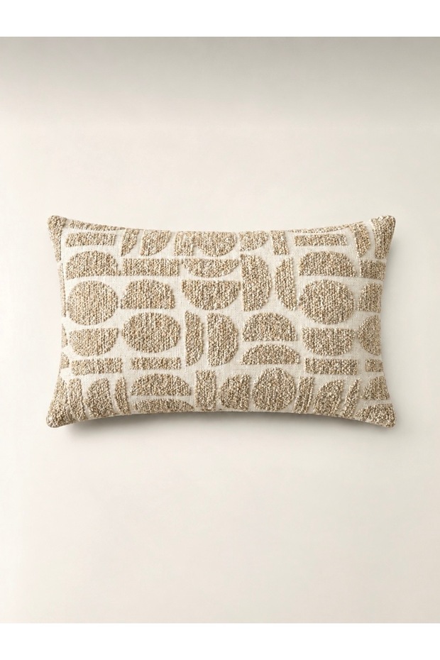 Lunea Rectangular Beige Throw Pillow Cover (35X 55 cm)