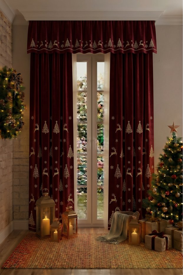 New Year's Special Colored 2-Wing Decorative Background Curtain Collection