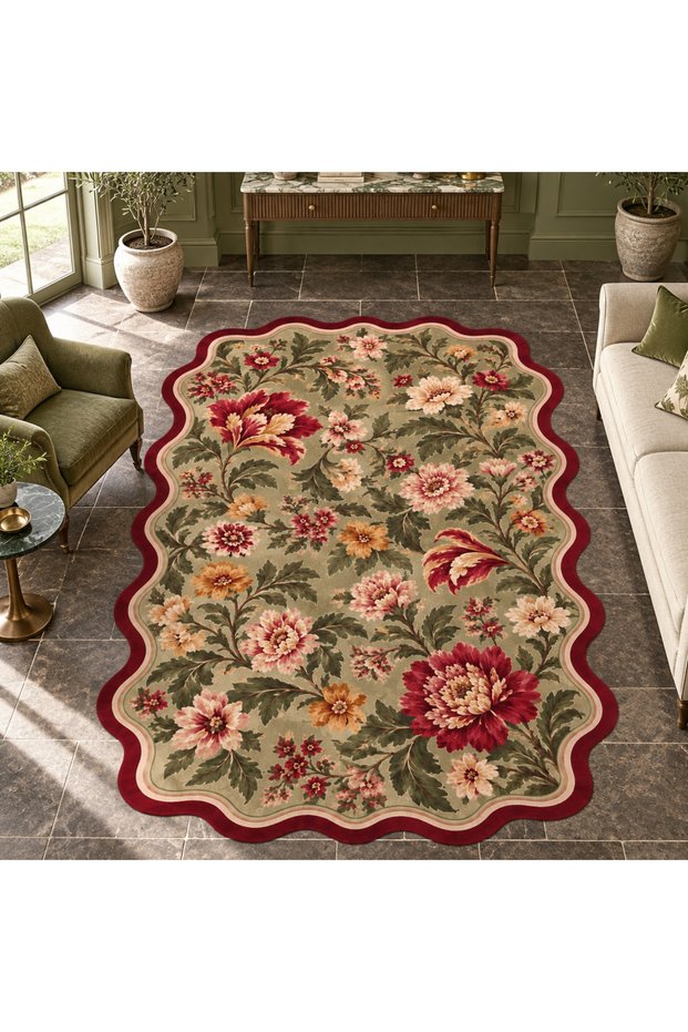 Eta Flower Pattern Modern Woven Base Decorative Carpet Eta4347
