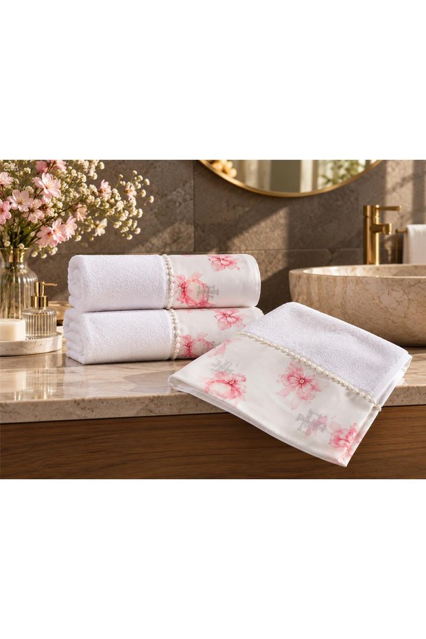Poli̇na 100% Cotton White Towel Set 3 Pieces - Cheri̇e 1614