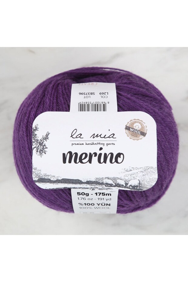 La Mia Merino Purple Hand Knitting Yarn - L269