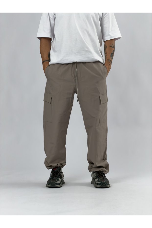 Gray Parachute Men's Trousers with Cargo Pockets and Adjustable Legs Coc3426