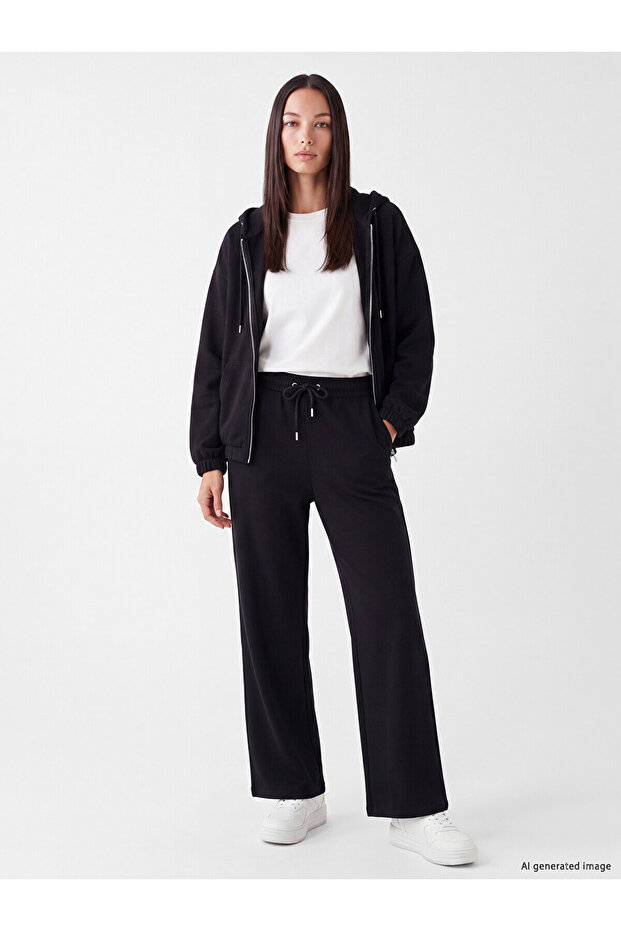 Two Mt Shop Quality Lcw Everyday Black Diving Fabric Plain Comfortable & Relaxing Women's Sweatpants