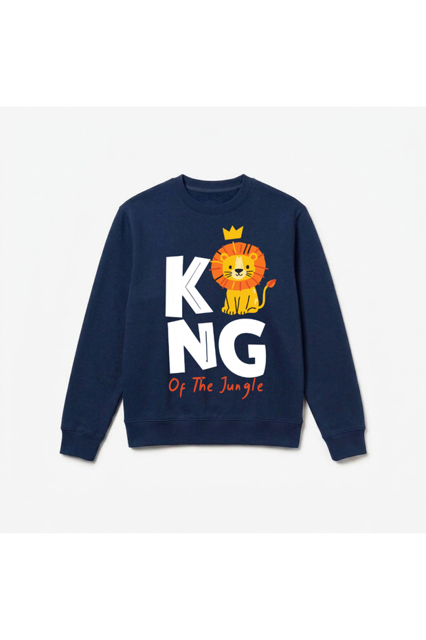 Lion Printed Premium Crew Neck Long Sleeve Sweatshirt