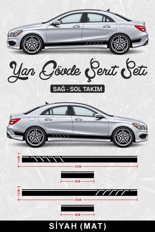 YAN GÖVDE Şerit Seti Araba Şerit