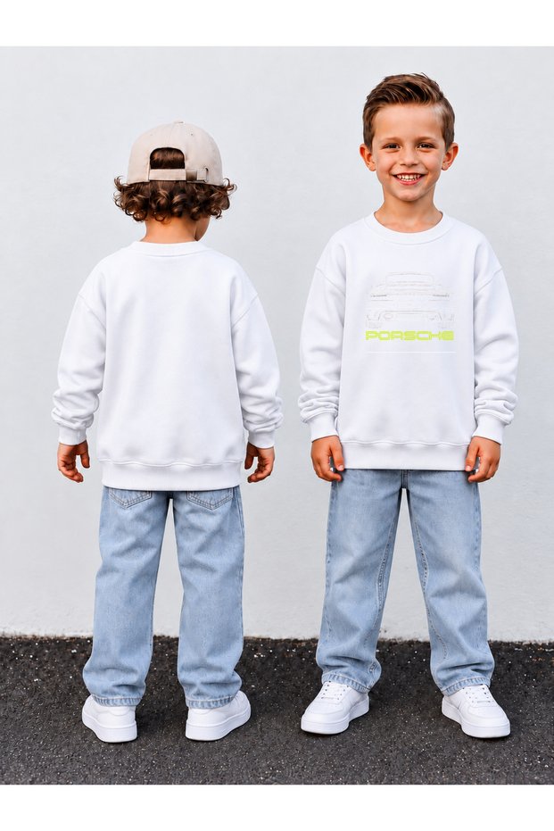 Crew Neck Sweatshirt for Boys, Printed 3-Yarn Hooded Winter Sweatshirt
