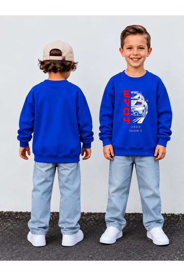 Crew Neck Sweatshirt for Boys, Printed 3-Yarn Hooded Winter Sweatshirt
