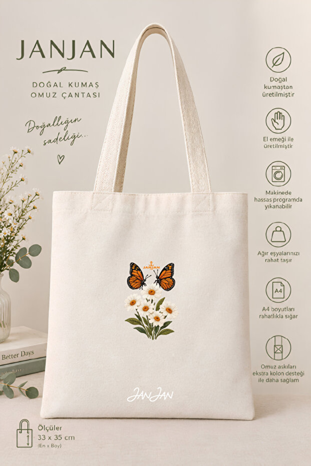 Canvas Tote Shoulder Bag Women's Daily Handbag Suitable for A4 Size Handmade Natural Fabric Large Tote Bag