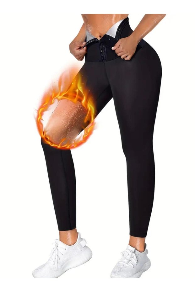 Night Siyah Sauna Thermal Recovery Tights with Agrafas 4409