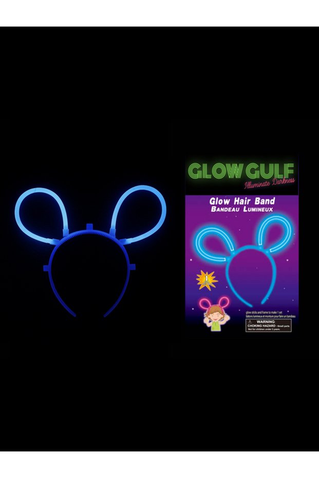 Glow Bunny Ears head band BLUE