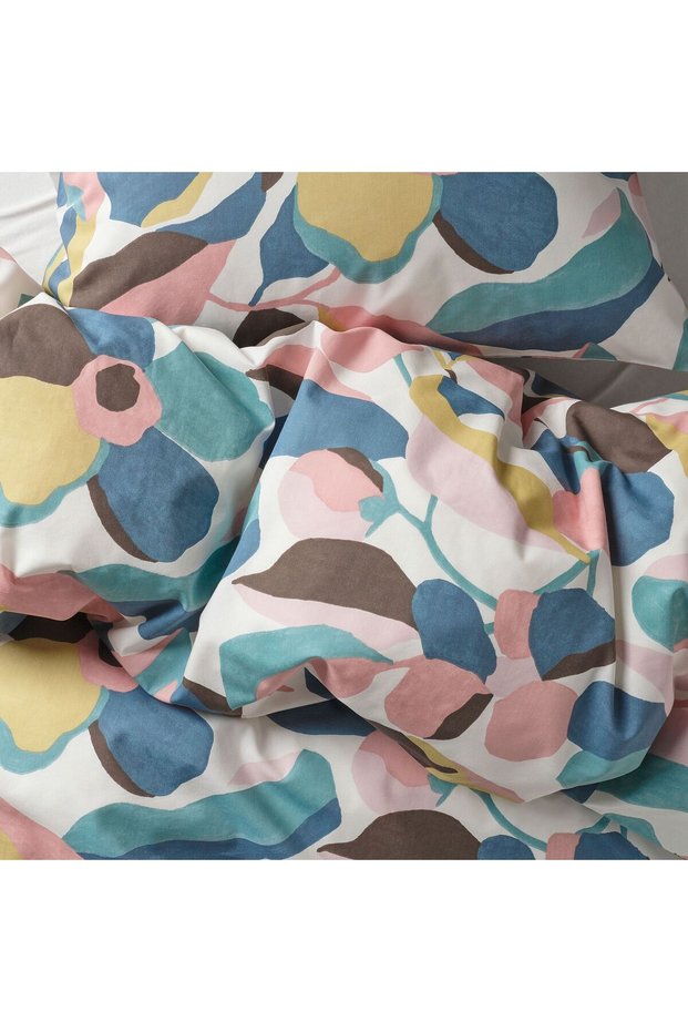 Double Duvet Cover Set, White-Multicolor, 240X220/50X60 cm