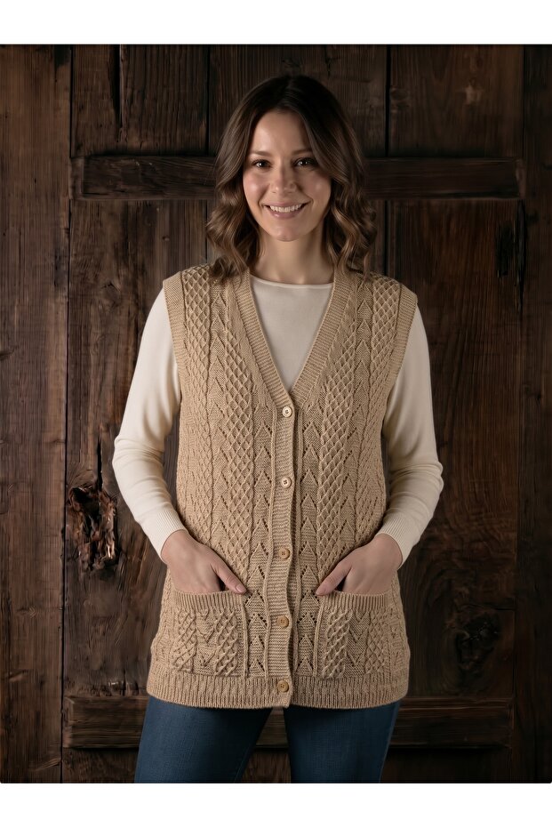 Mother's Vest Classic Knitted Wool Cotton Blend