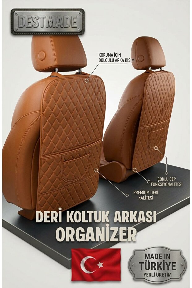 Fiat Bravo Compatible 2-Piece Taba D Leather Taba Stitched In-Car Seat Organizer