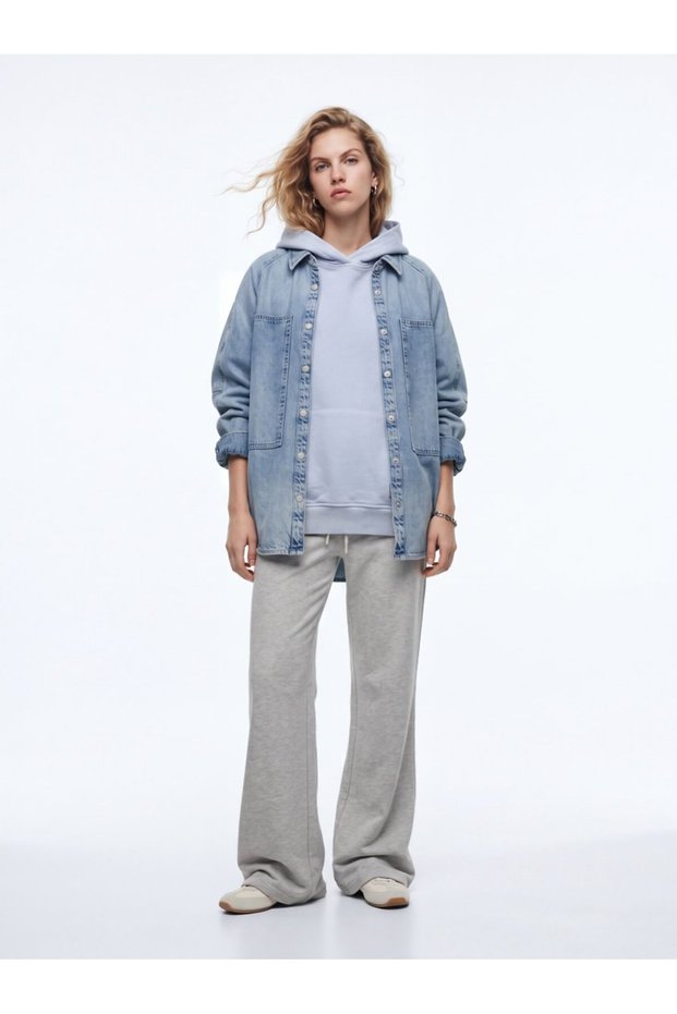 Regular Fit Faded Fabric Hooded Lilac Sweatshirt