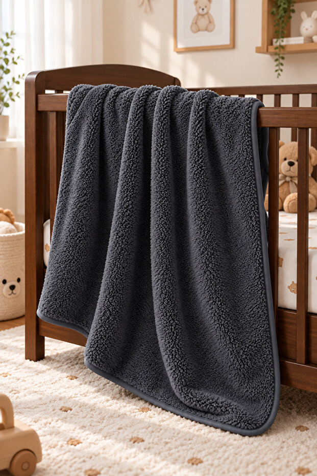 Wellsoft Baby Kids Blanket 100X150 cm Soft Swaddle Stroller Nursery Kindergarten Cover | Anthracite