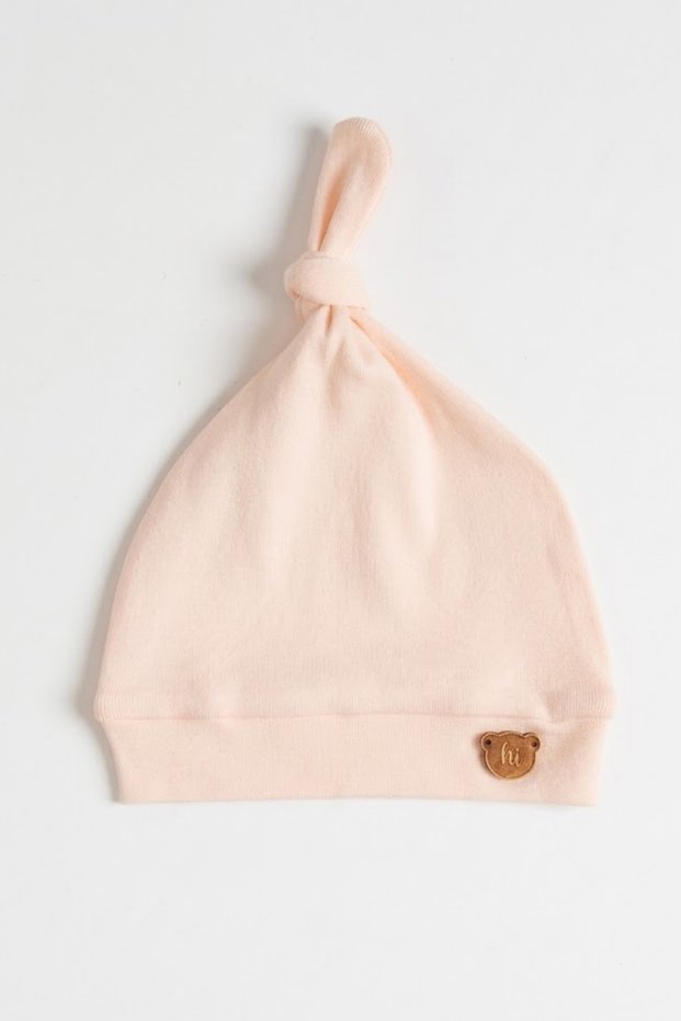 Unisex Baby 100% Cotton Interlock Peak Knotted Teddy Bear Embroidered Newborn Beanie Hat 0-6 Months