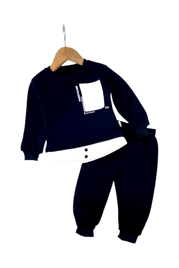 Boy's 1-2-3-4 Years Old Winter 3 Threaded Knitted 2-Piece Top and Bottom Tracksuit Set