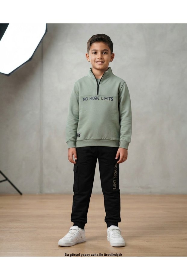 Boys 10-11-12-13-14 Years Old, 2-Piece Tracksuit Set with Zippered Stand Collar Sweatshirt and Sweatpants