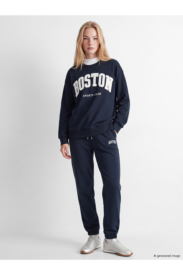 Two Mt Shop Quality Xside Navy Blue Embroidered Women's Jogger Sweatpants