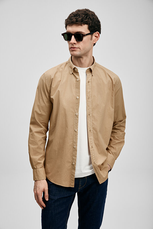 Miguel Men's Basic Shirt Regular Fit Camel Hair