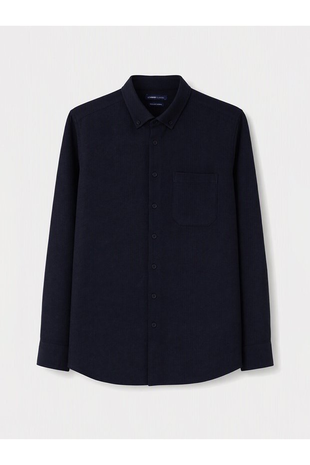 Peak New Season Navy Blue Regular Fit Men's Shirt