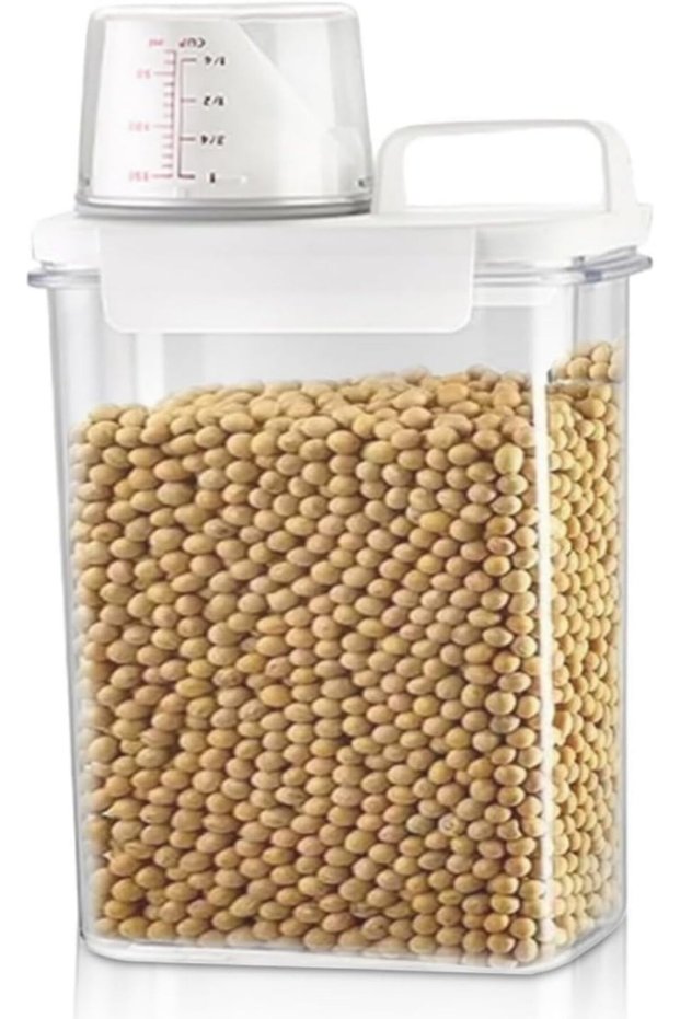 حاوية تخزين محكمة الإغلاق سعة 60 أونصة (1.8 لتر) - منظم متعدد الاستخدامات للمطبخ والغسيل لحفظ المنظفات