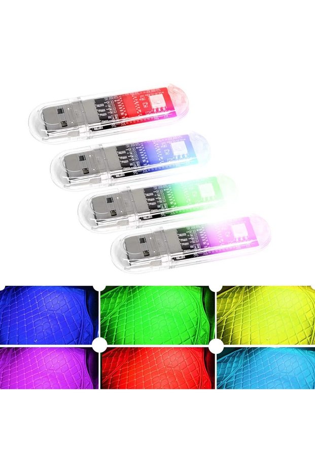ضوء ليلي صغير يعمل بالصوت عبر USB، إضاءة قابلة للتعديل للسيارة بـ7 ألوان، مصباح ليلي صغير للقراءة