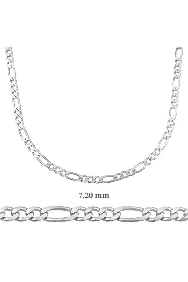 7.20 mm Silver Figaro Chain - 200 Microns