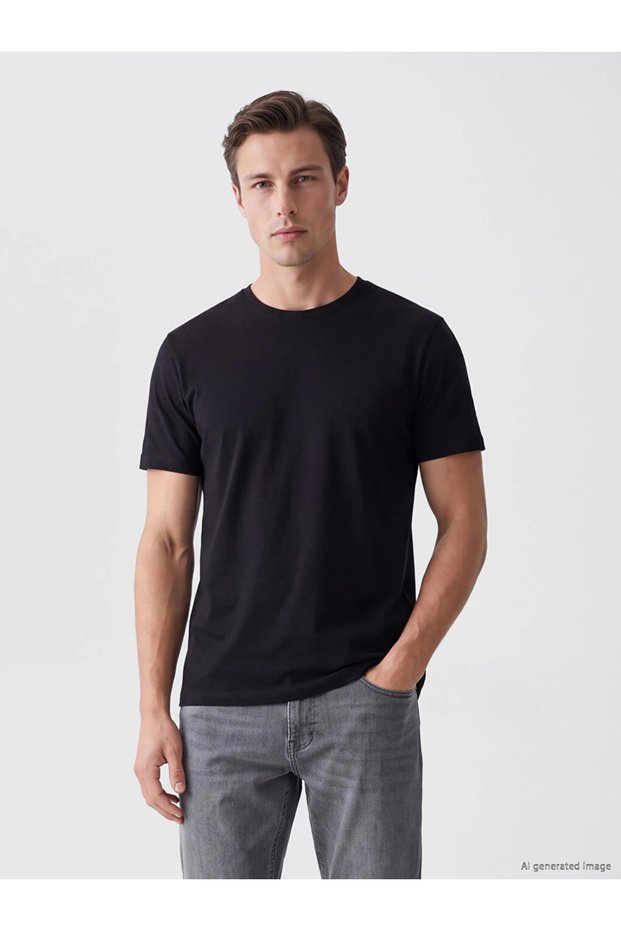 Black Slim Fit 100% Cotton Men's T-Shirt