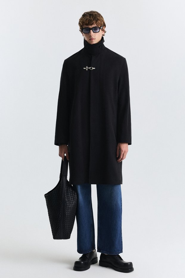 High Collar Metal Buttoned Trench Coat