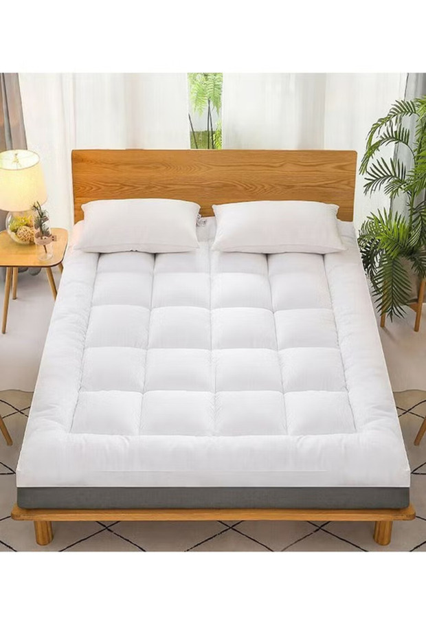Mattress Pad Cotton Pillow Top Mattress Topper White