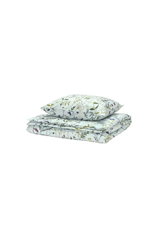Single Duvet Cover Set, Blue-Floral Patterned, 150X200/50X60 cm