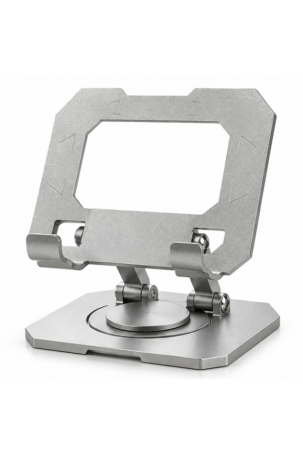 360 ° Rotating Adjustable Metal Tablet and Phone Stand Foldable Desktop Holder Silver Color Portable Support Bracket, Ust1
