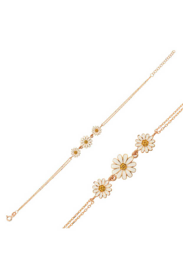 ​ Silver Rose Triple Daisy Bracelet