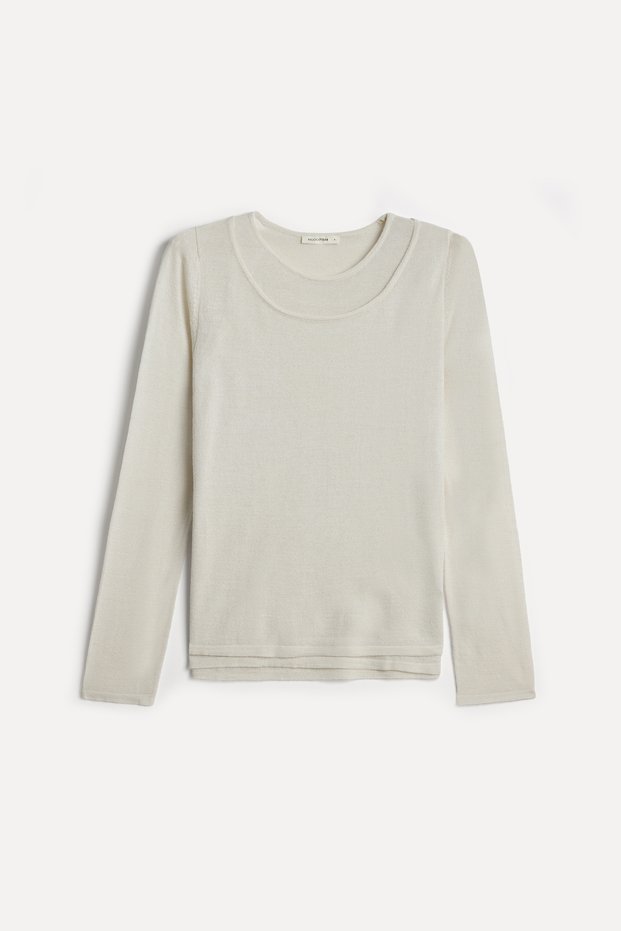 Women's Ecru Crew Neck Sweater