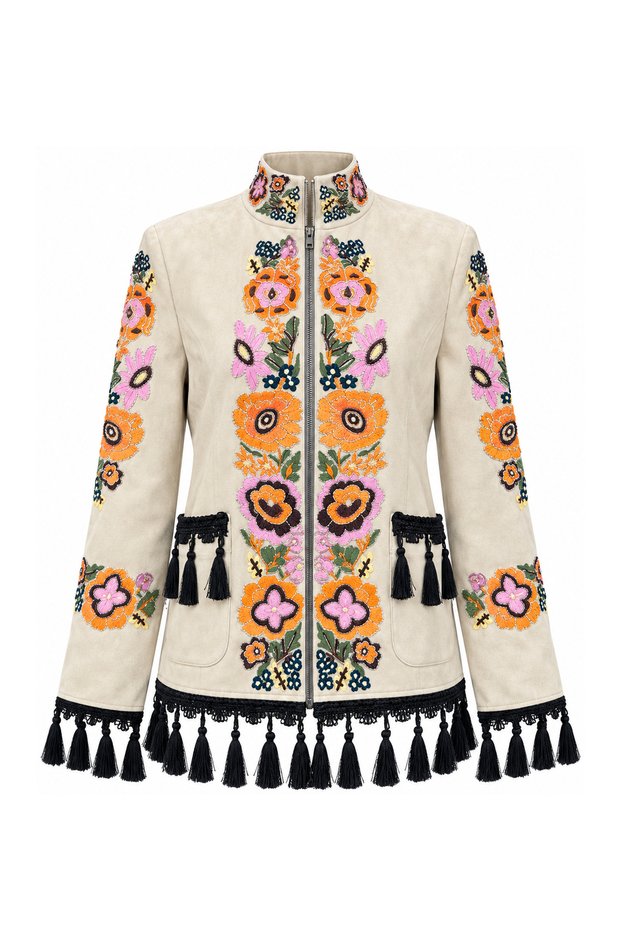 Premium Embroidered Jacket with Tassel Detail