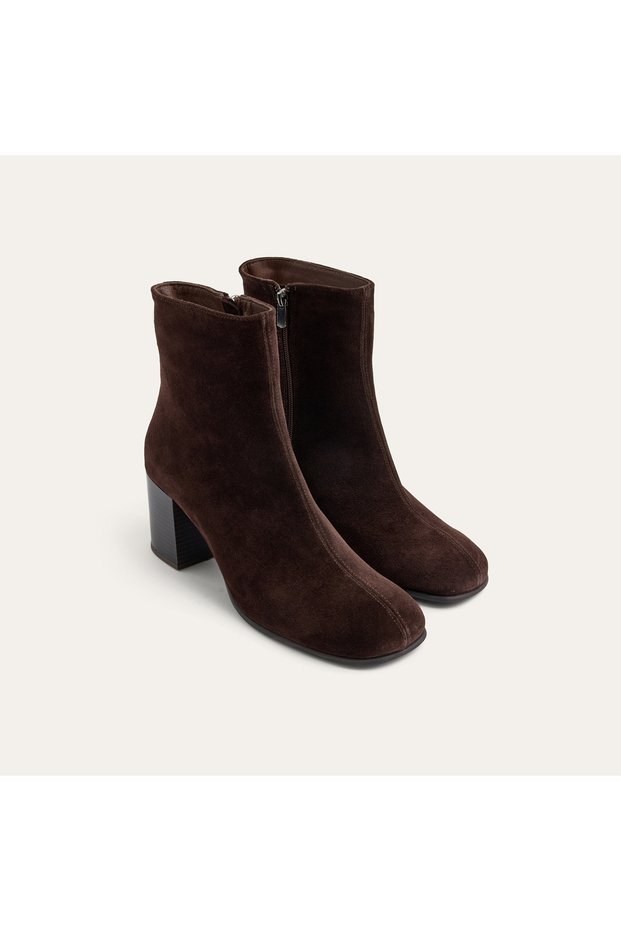 Women's Brown Suede Leather Heeled Boots