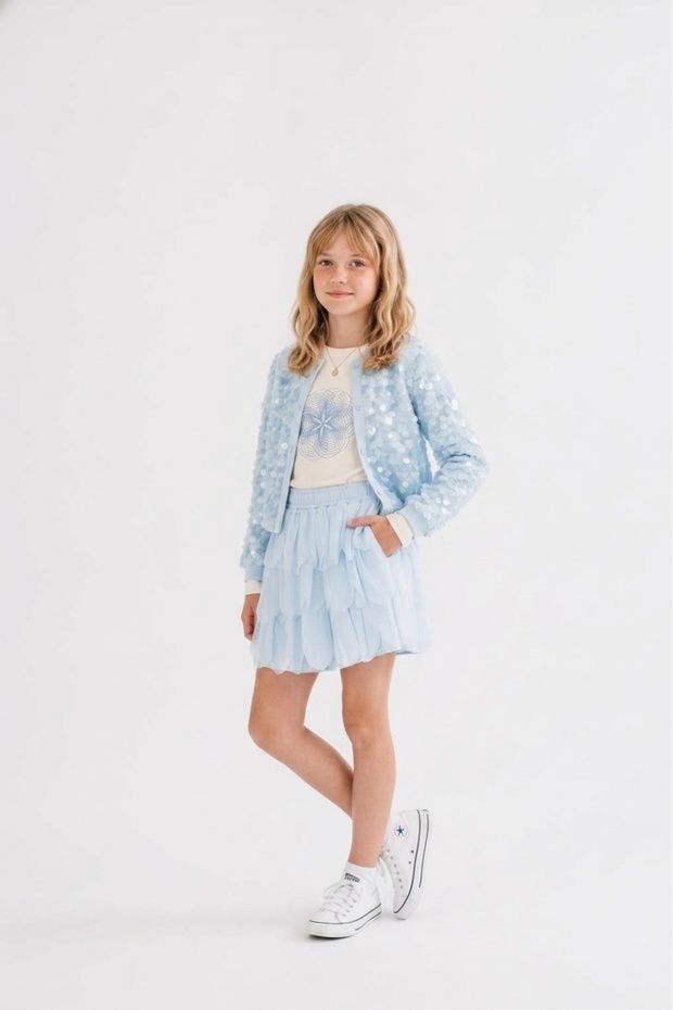 Girl's Sequined Jacket Blue 32337