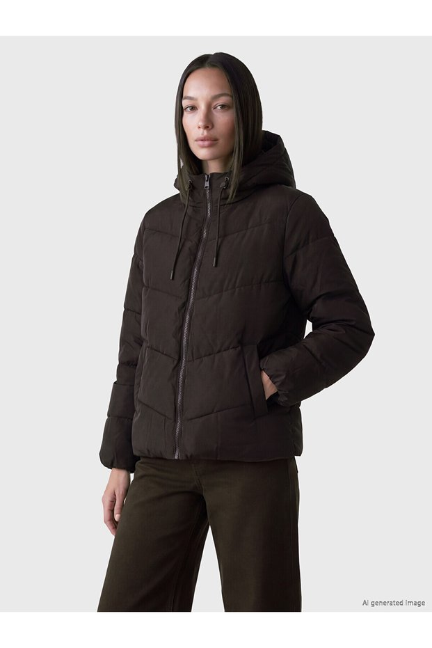Two Mt Shop Quality Lcw Everyday Brown Hooded Women's Puffer Coat