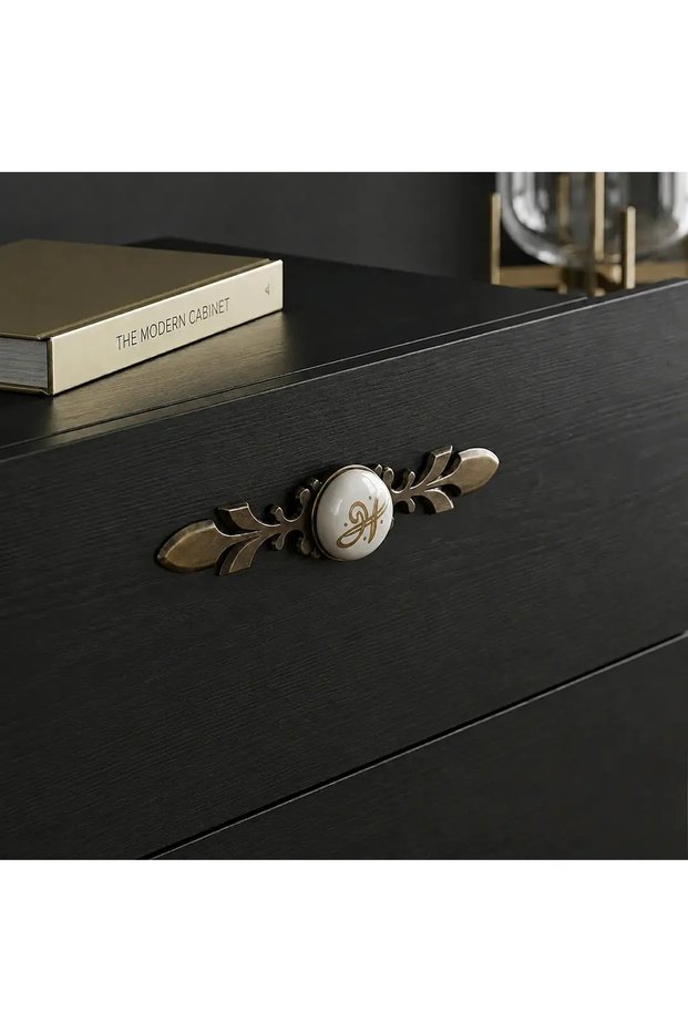 Button Furniture Handle Antique Yellow/White (198-38-D-94)