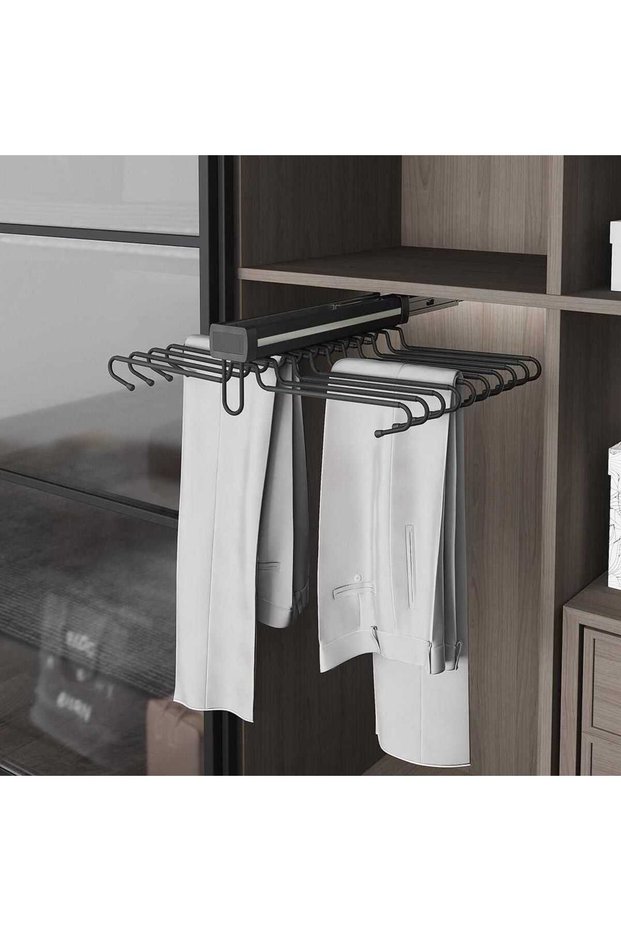 Telescopic Rail Aluminum Trouser Rack Double Brake Anthracite Module 70 cm (S-6723-A)
